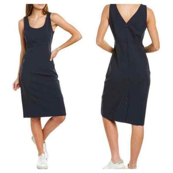 Club Monaco dress navy blue back button vent - Picture 1 of 5